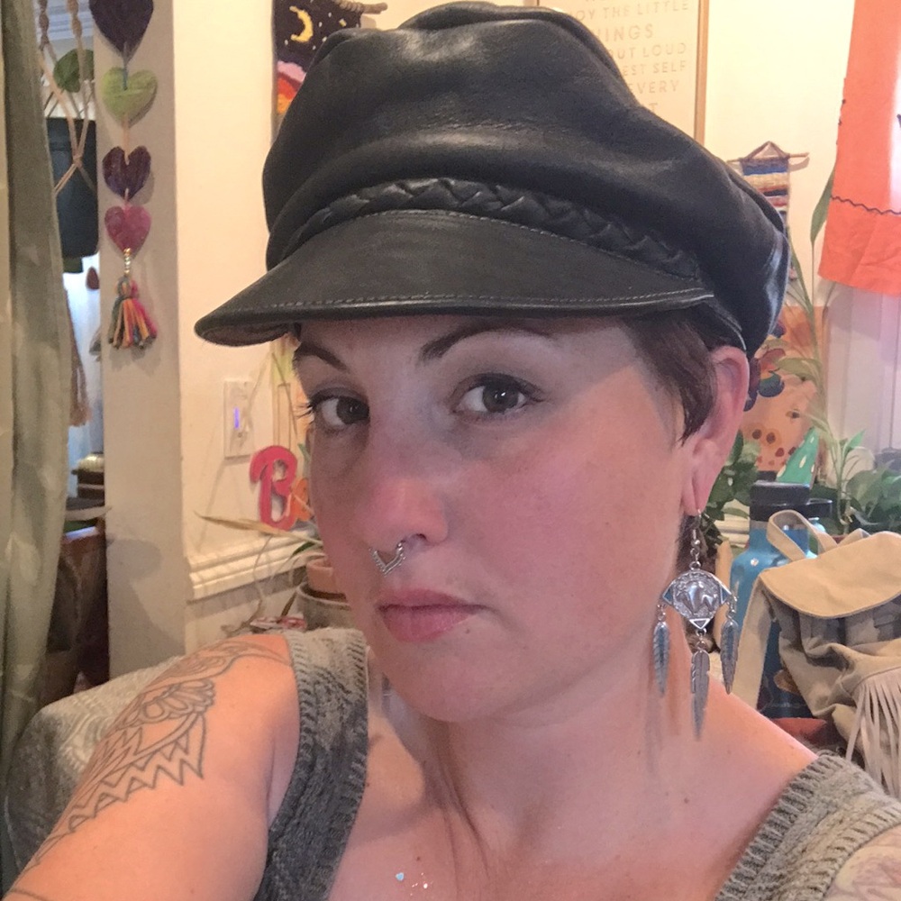 Vintage Black Braided Leather Fisherman Cap - Picture 8 of 9
